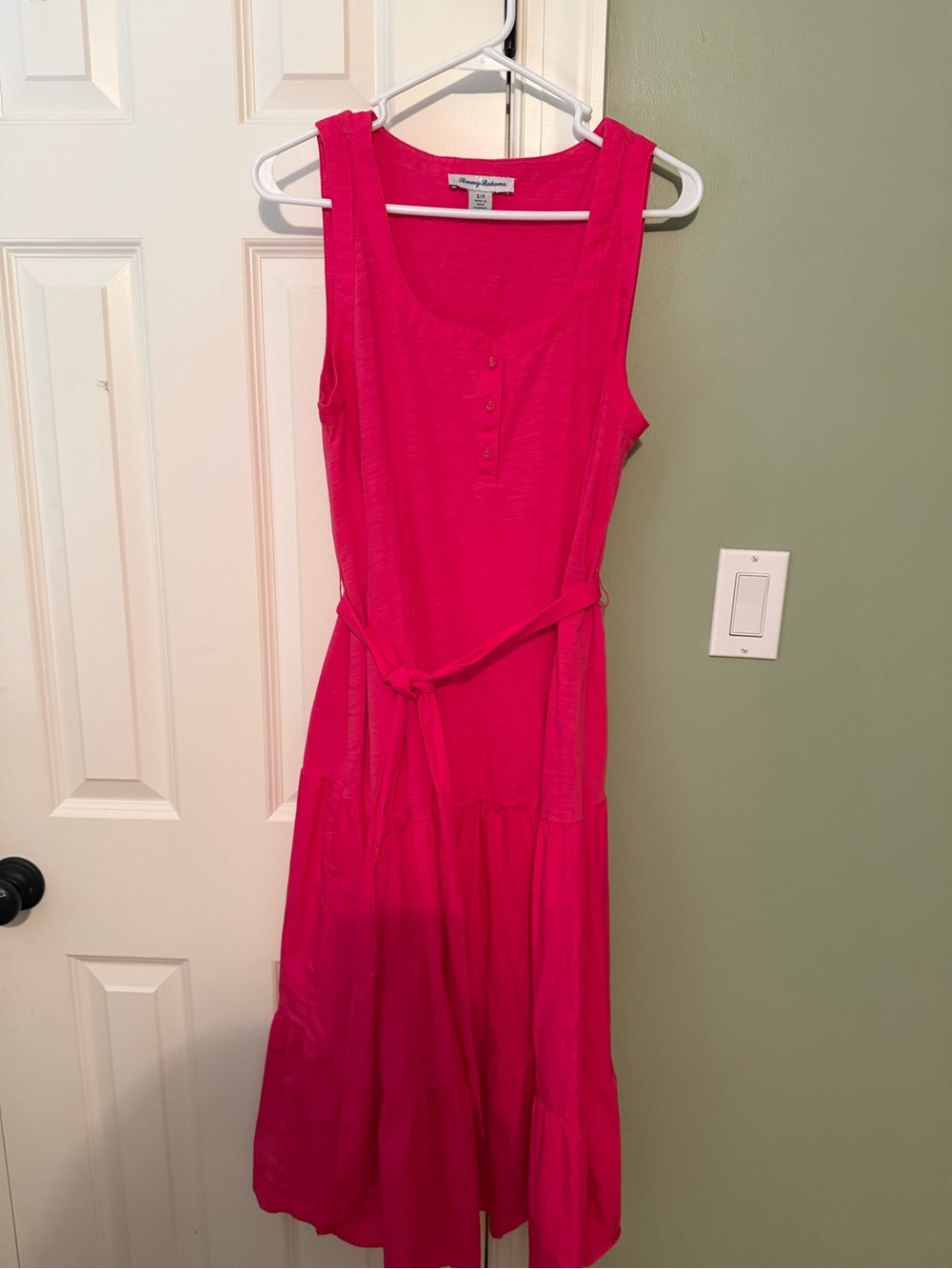 Tommy Bahama Bright Pink Sleeveless Belted Maxi Dress